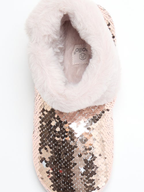 Chaussons boots effet moutonné avec sequins - Kiabi Chaussons boots effet moutonné avec sequins - Kiabi