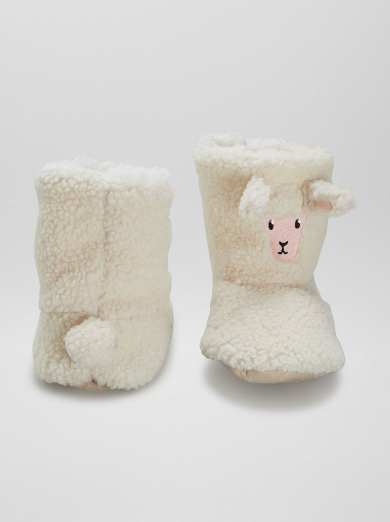 Chaussons boots effet moutonné Beige - Kiabi