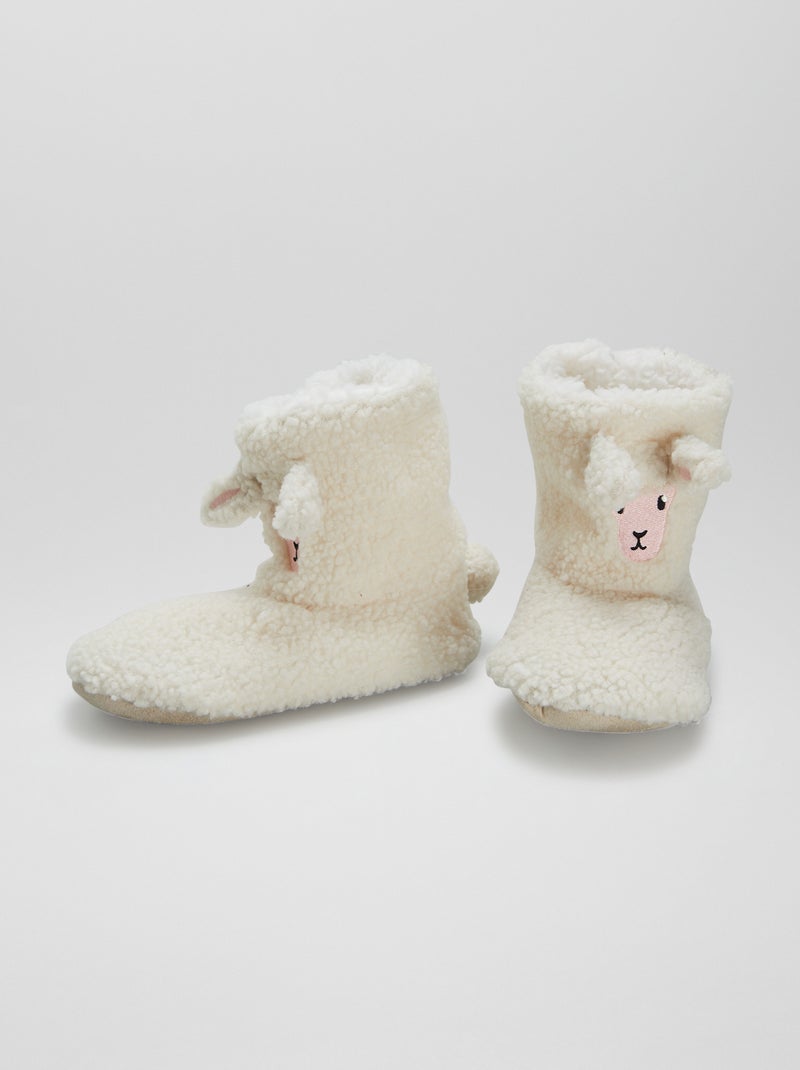 Chaussons boots effet moutonné Beige - Kiabi