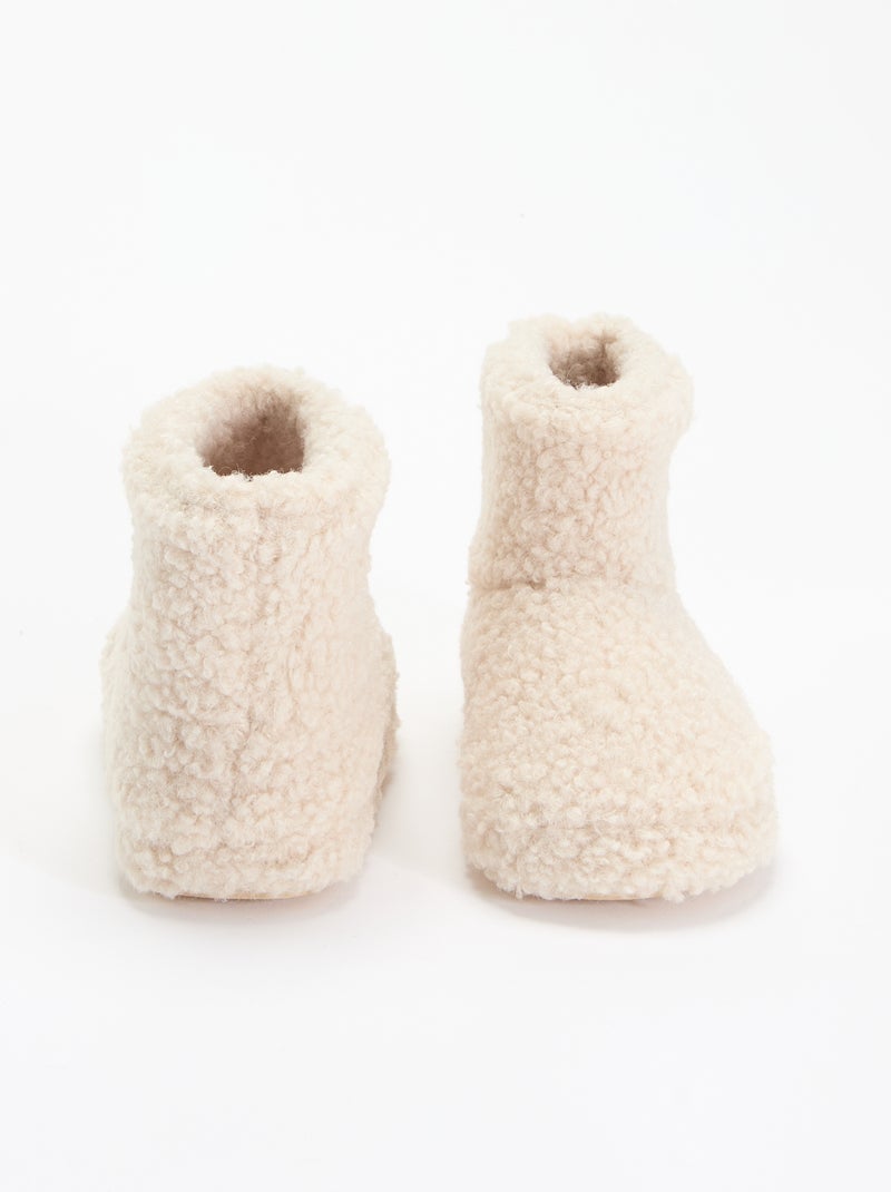Chaussons boots effet moutonné Beige - Kiabi