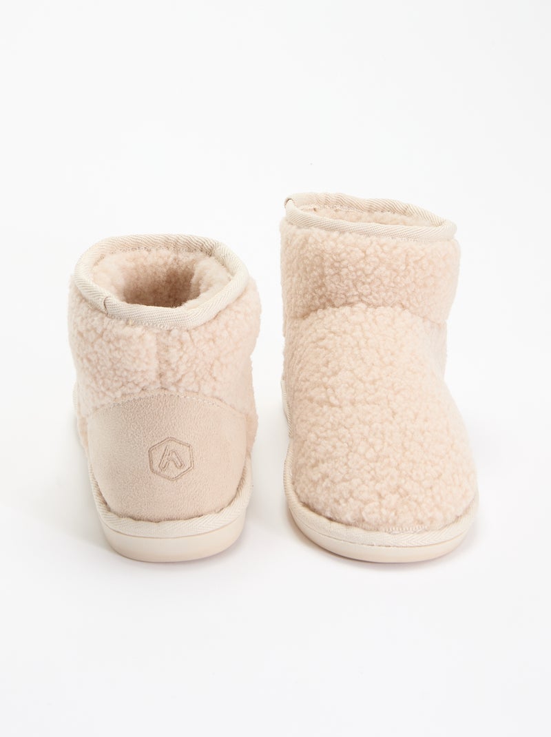 Chaussons boots effet moutonné Blanc - Kiabi