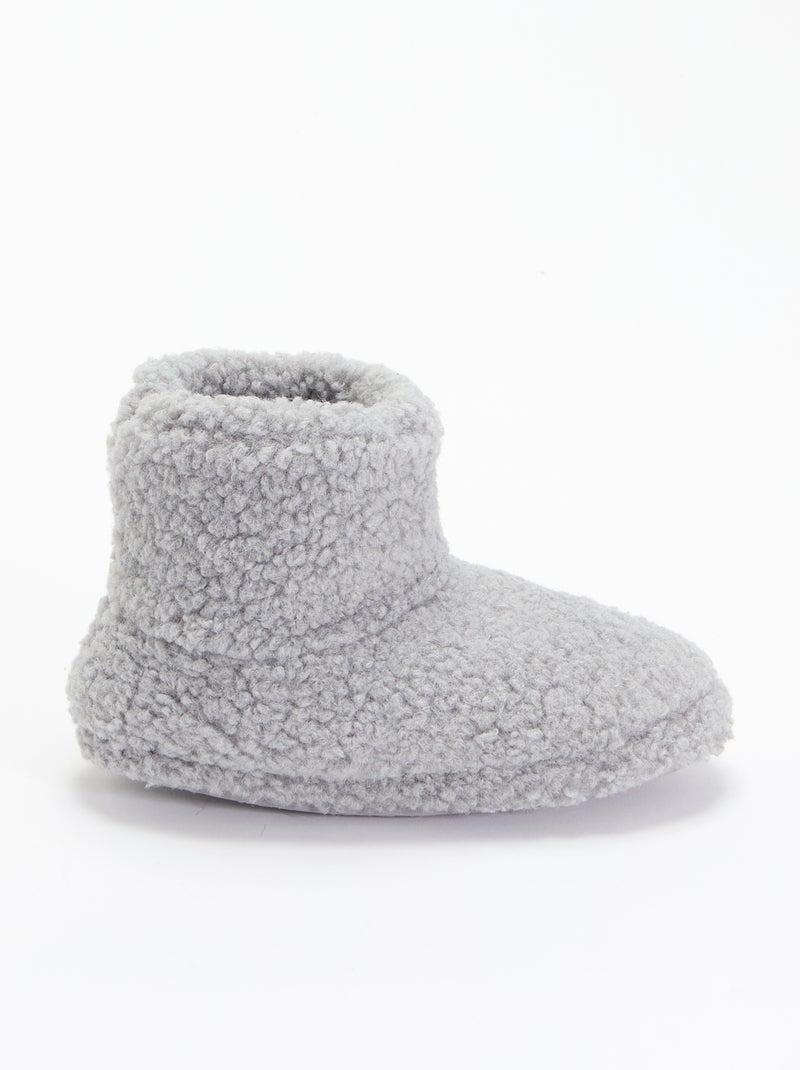 Chaussons boots effet moutonné Gris - Kiabi