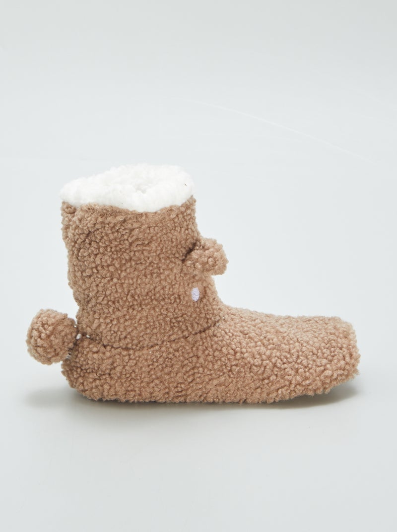 Chaussons boots effet moutonné Marron - Kiabi