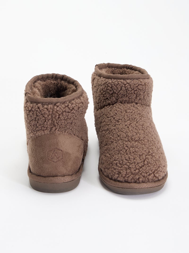 Chaussons boots effet moutonné Marron - Kiabi