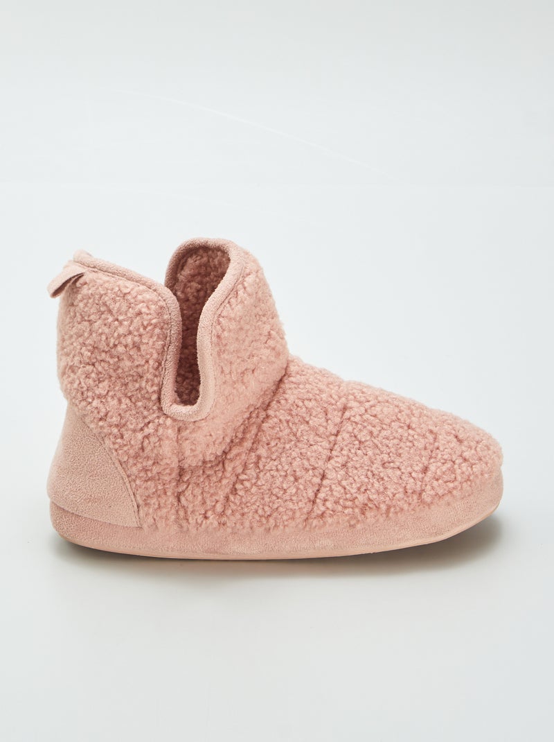 Chaussons boots effet moutonné Rose - Kiabi