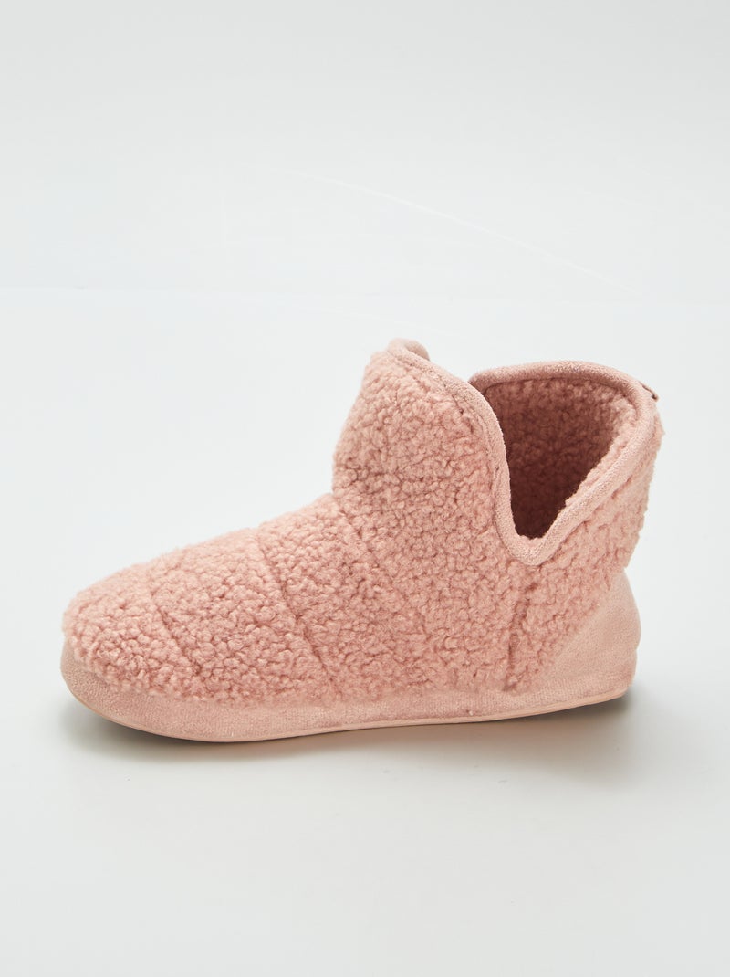 Chaussons boots effet moutonné Rose - Kiabi