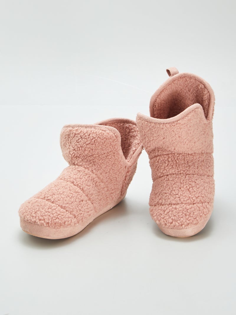 Chaussons boots effet moutonné Rose - Kiabi