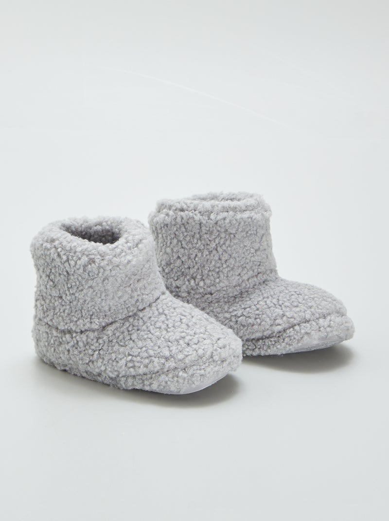 Chaussons boots en sherpa Gris - Kiabi