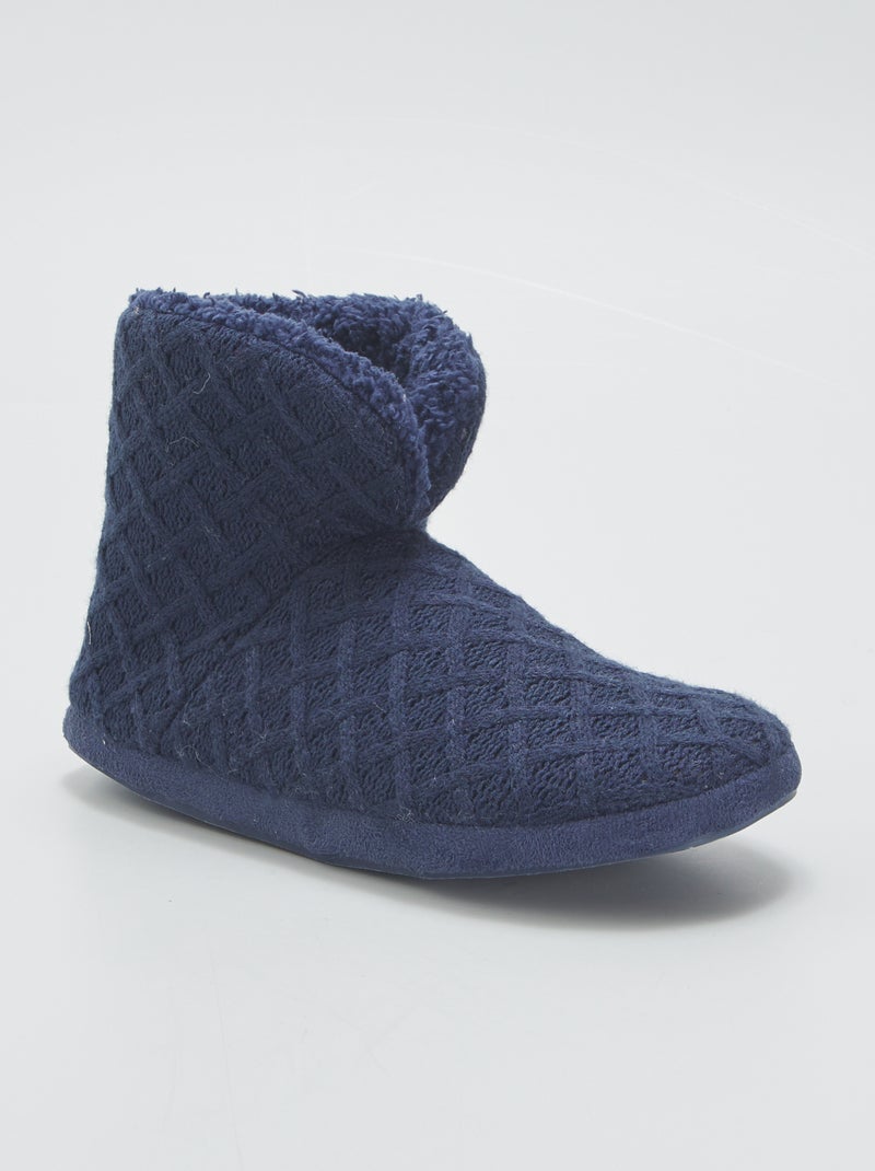 Chaussons boots fourrées Bleu marine - Kiabi