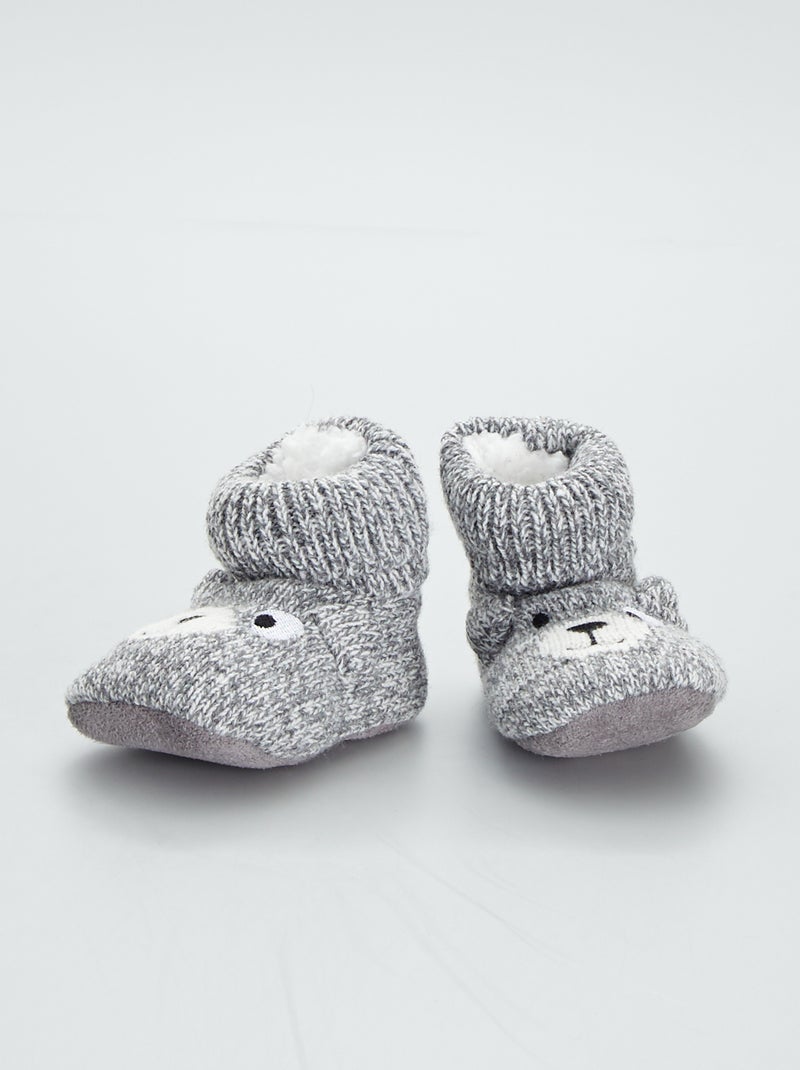 Chaussons boots fourrés 'animal' gris - Kiabi