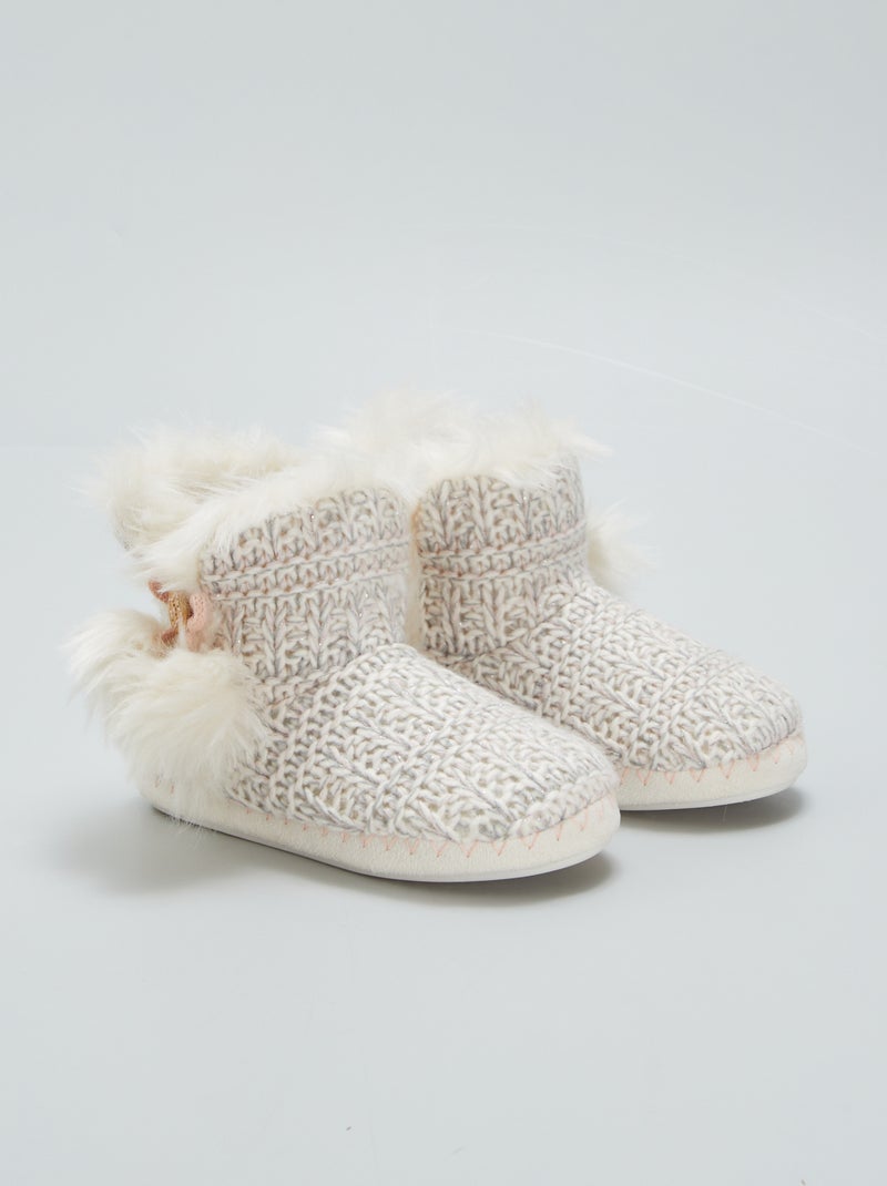 Chaussons boots fourrés Beige - Kiabi