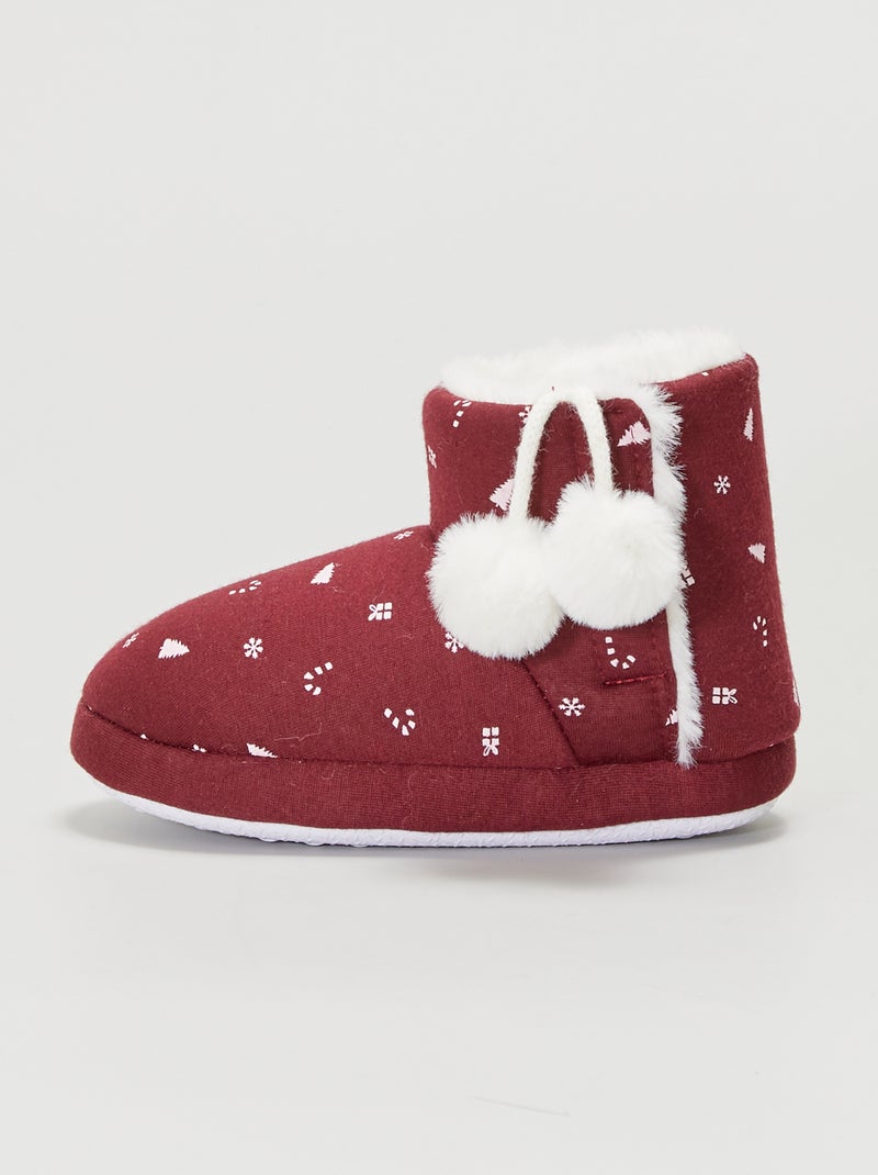 Chaussons boots fourrés de Noël Rouge bordeaux - Kiabi