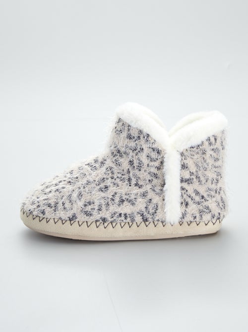 Chaussons boots fourrés et motif animal - Kiabi