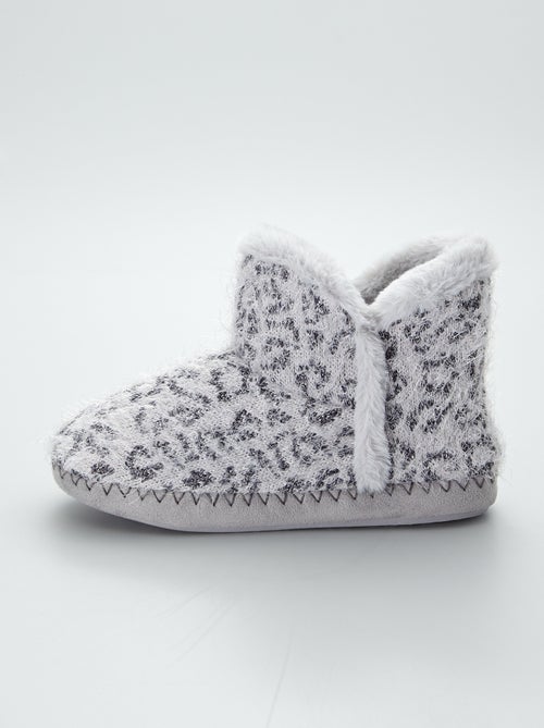 Chaussons boots fourrés et motif animal - Kiabi