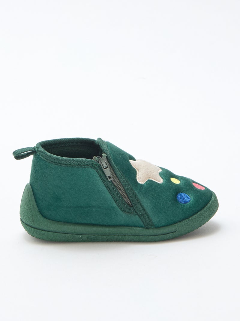 Chaussons bottillon ludique Noël Vert - Kiabi