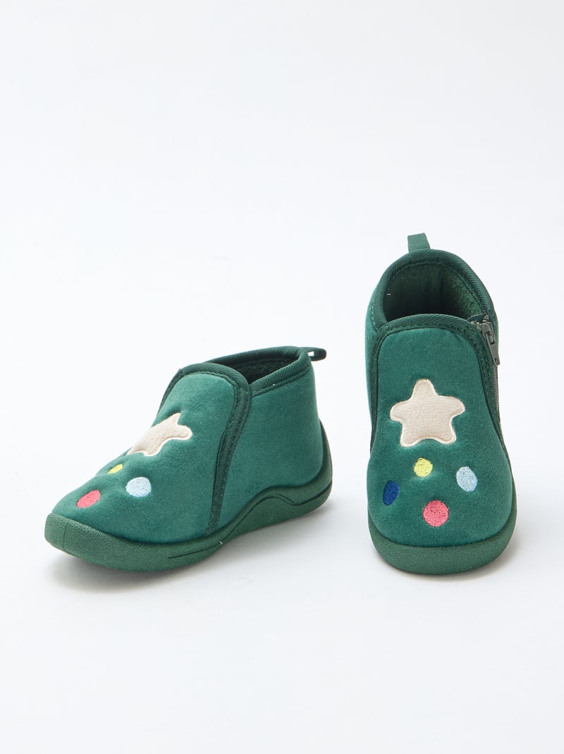 Chaussons bottillon ludique Noël Vert - Kiabi