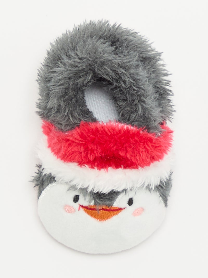 Chaussons bottillons animaux 'Noël' Noir - Kiabi