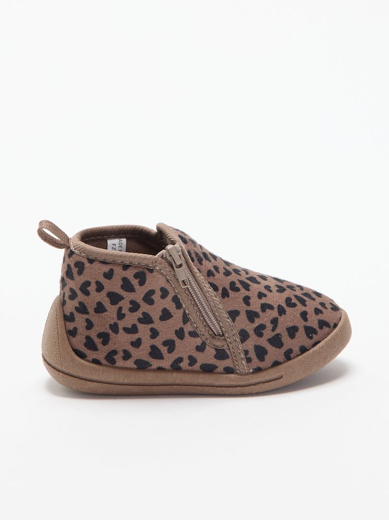 Chaussons bottillons imprimé Marron - Kiabi