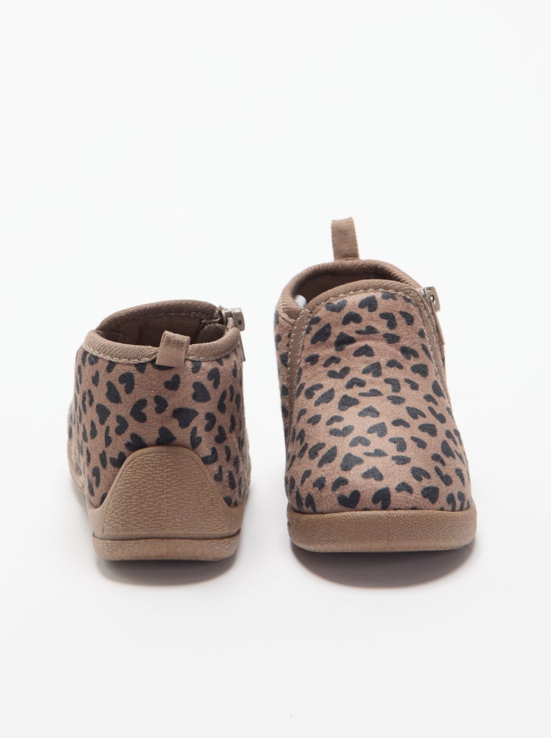 Chaussons bottillons imprimé Marron - Kiabi