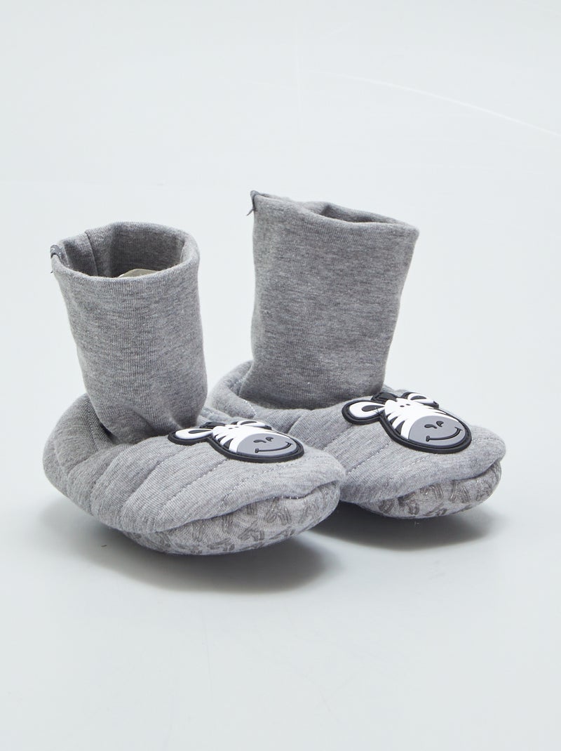 Chaussons bottillons 'zèbre' Gris - Kiabi