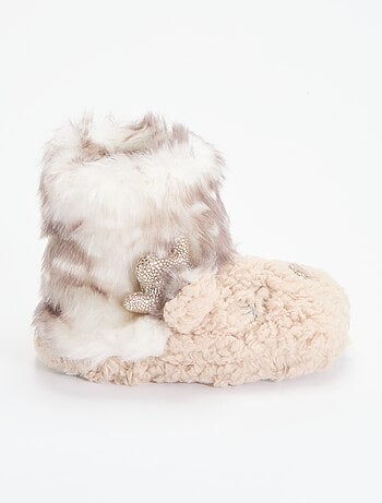 Chaussons bottines en bouclette 'renne'
