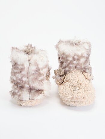 Chaussons bottines en bouclette 'renne'