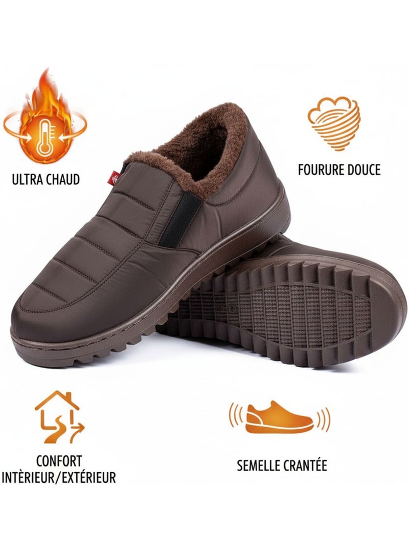 Chaussons charentaises montantes PREMIUM MU9738 Marron - Kiabi