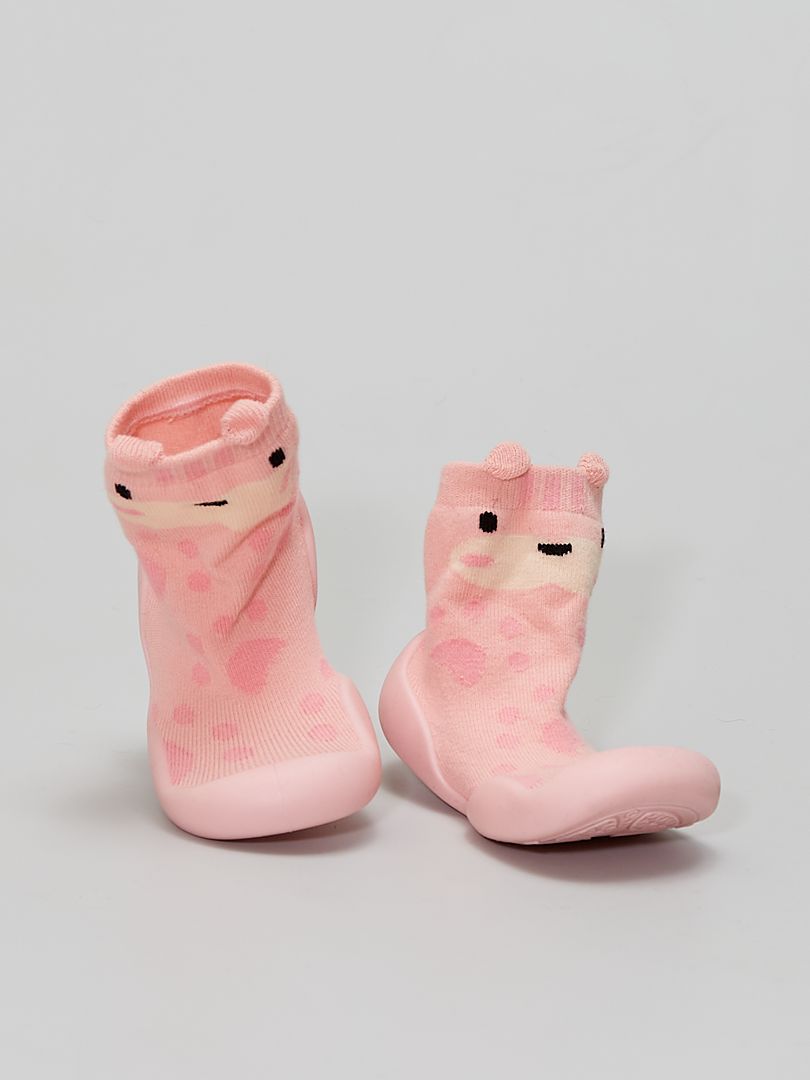 Chaussons chausettes rose - Kiabi