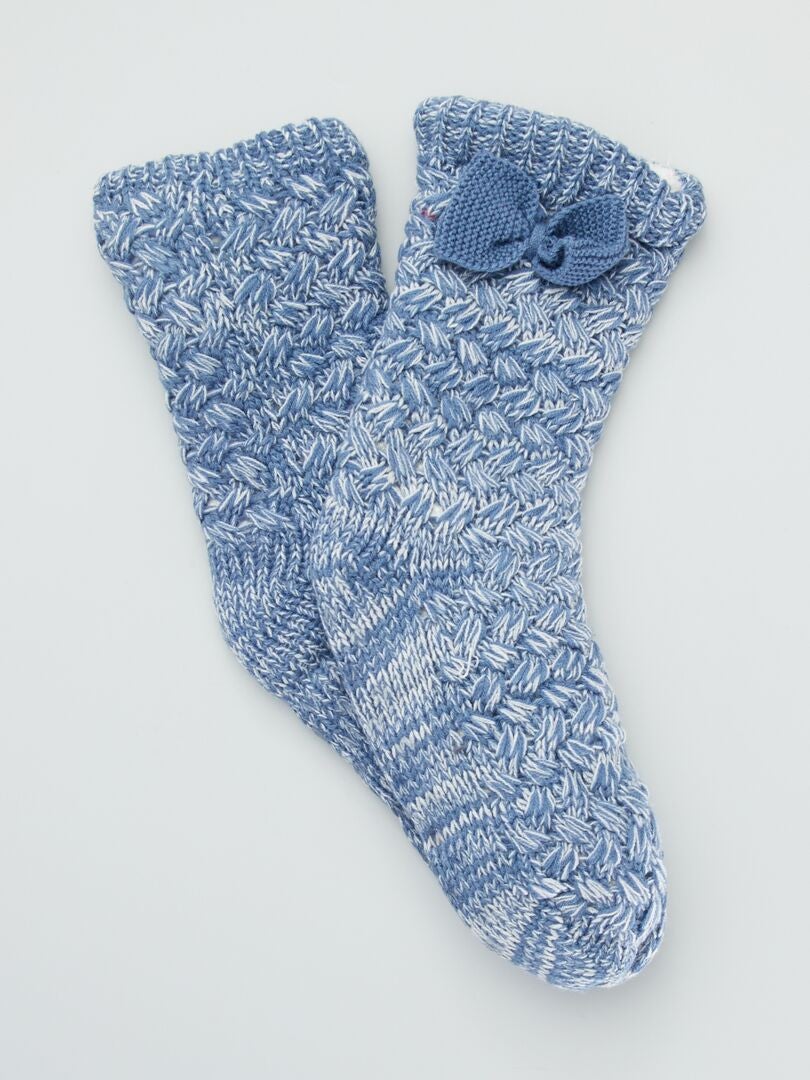 Chaussons chaussettes avec noeud fantaisie bleu - Kiabi