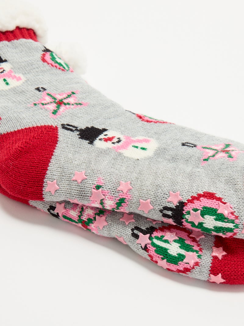 Chaussons chaussettes de Noël Gris - Kiabi