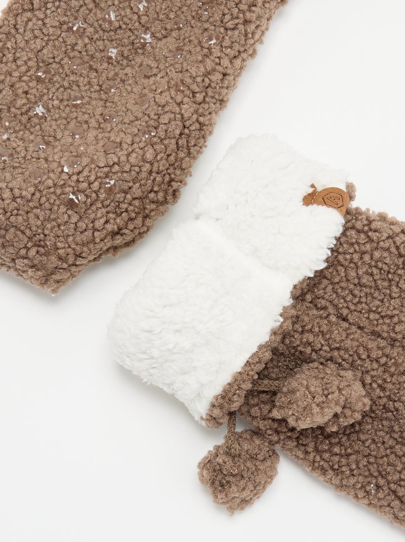 Chaussons chaussettes fourrés Marron - Kiabi