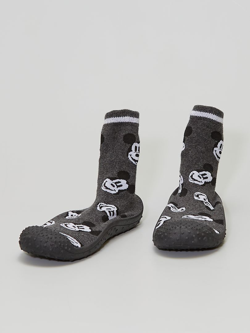 Chaussons chaussettes antidérapants - gris - Kiabi - 8.00€