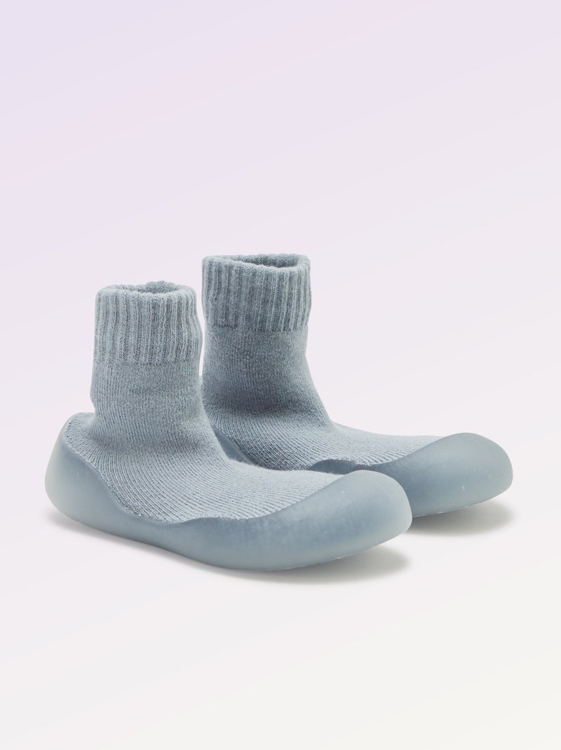 Chaussons chaussettes motricité 3 '1ers pas' - Kitchoun Bleu - Kiabi