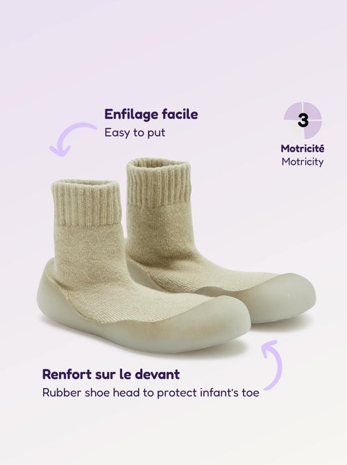 Chaussons chaussettes motricité 3 '1ers pas' - Kitchoun - Kiabi