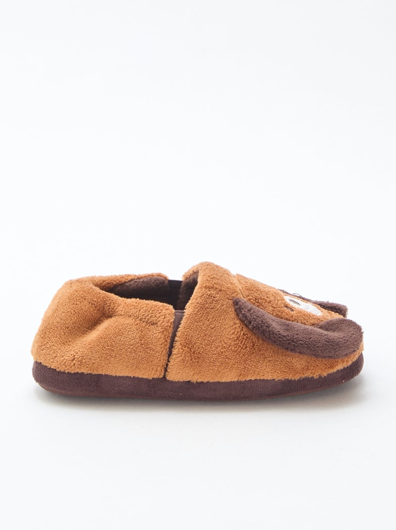 Chaussons 'chiens' avec animation en relief Marron - Kiabi