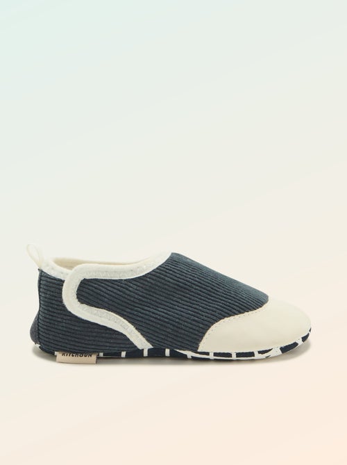 Chaussons côtelés à scratchs - 'Kitchoun' - Kiabi