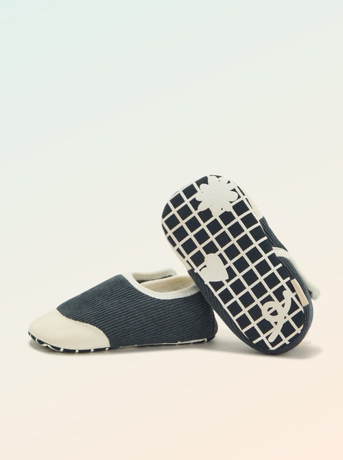 Chaussons côtelés à scratchs - 'Kitchoun' - Kiabi