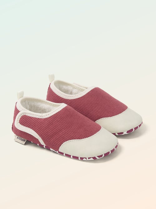 Chaussons côtelés à scratchs - Motricité 2 '4 pattes' - 'Kitchoun' - Kiabi