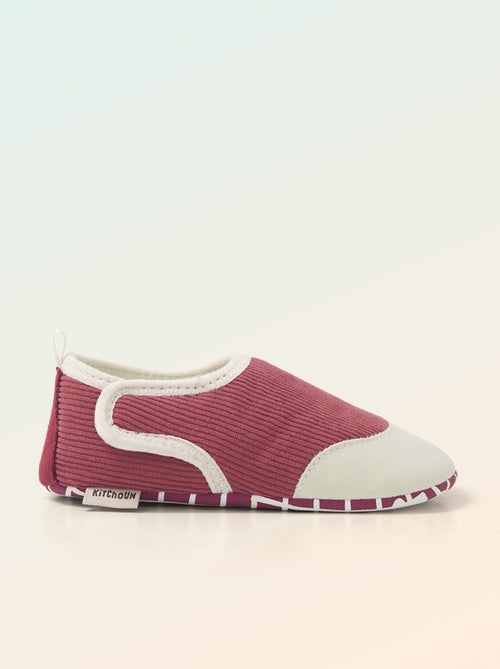 Chaussons côtelés à scratchs - Motricité 2 '4 pattes' - 'Kitchoun' - Kiabi