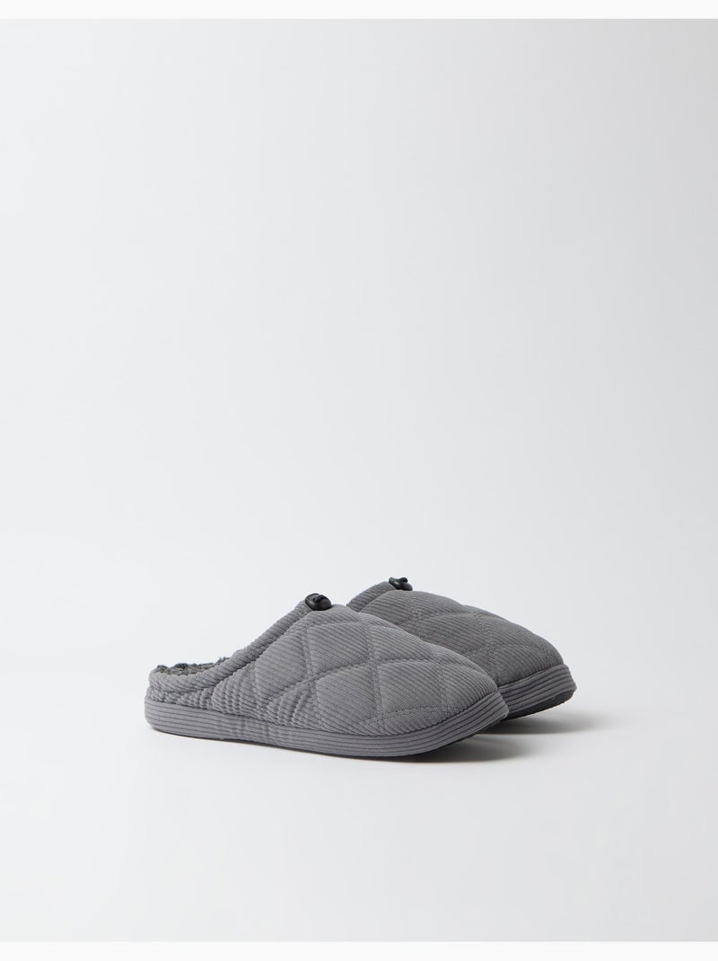 Chaussons de chambre en couloir côtelé, mo fashion Gris - Kiabi