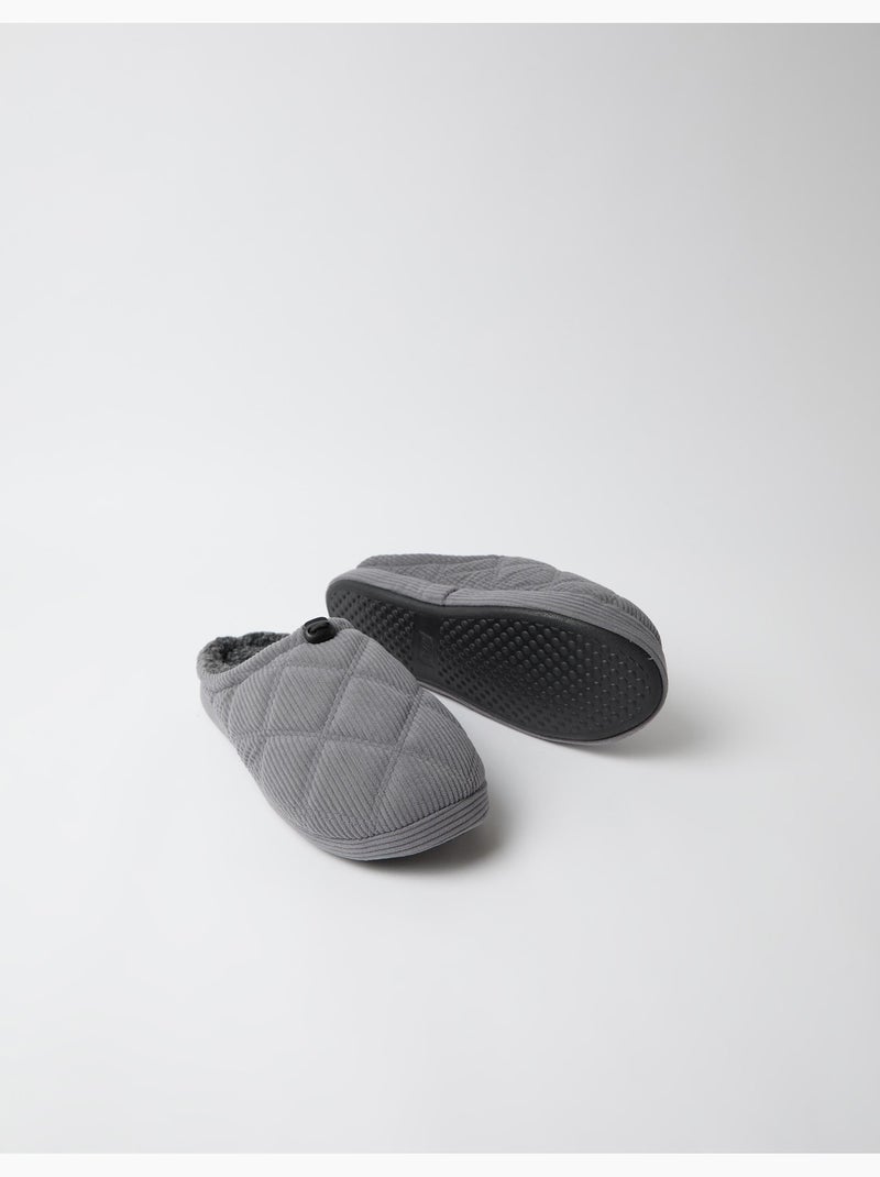 Chaussons de chambre en couloir côtelé, mo fashion Gris - Kiabi