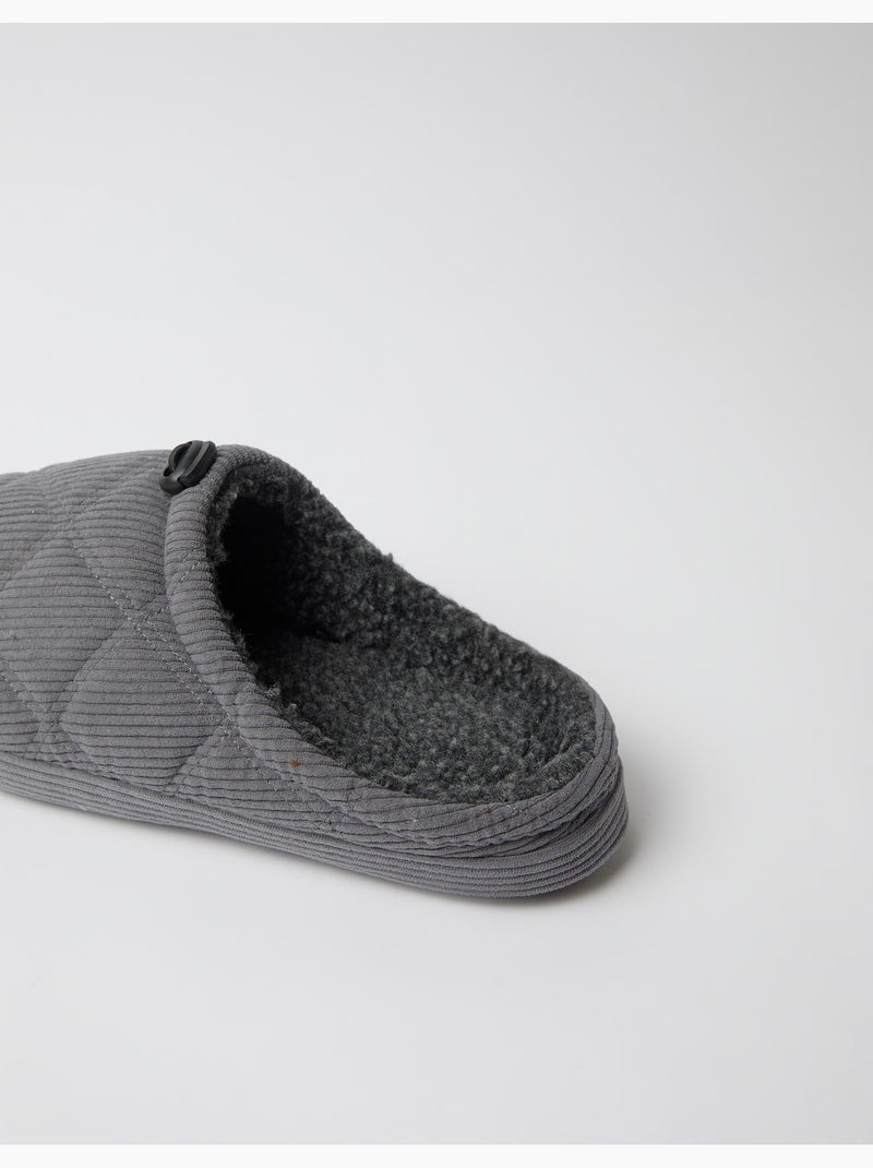 Chaussons de chambre en couloir côtelé, mo fashion Gris - Kiabi