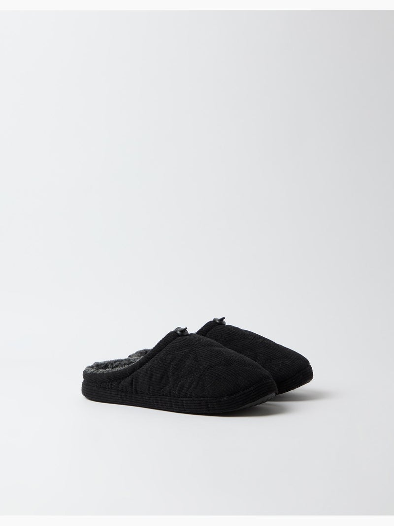 Chaussons de chambre en couloir côtelé, mo fashion Noir - Kiabi