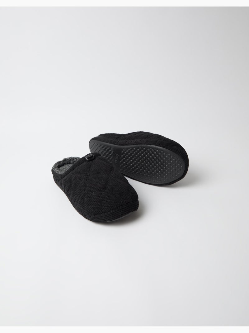 Chaussons de chambre en couloir côtelé, mo fashion Noir - Kiabi