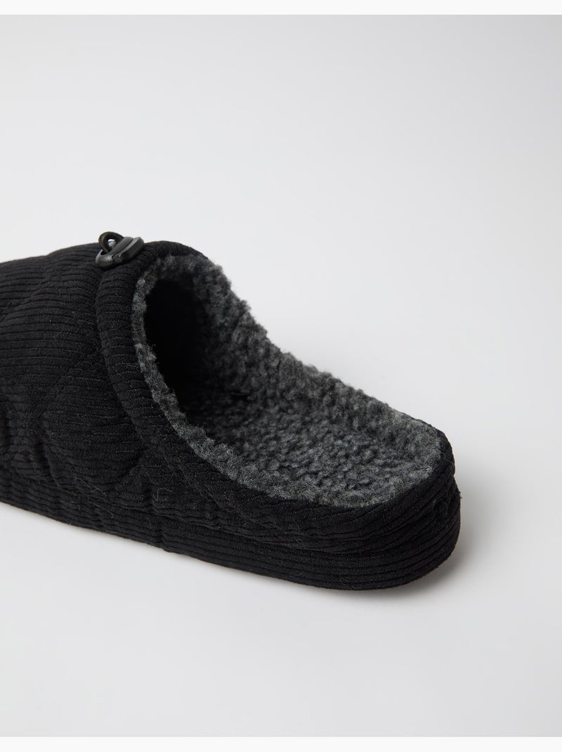 Chaussons de chambre en couloir côtelé, mo fashion Noir - Kiabi