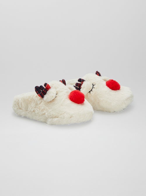 Chaussons de Noël en sherpa - Kiabi