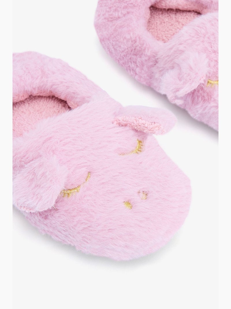 Chaussons d'intérieur fille à motif licorne brodé penti Rose dragée - Kiabi