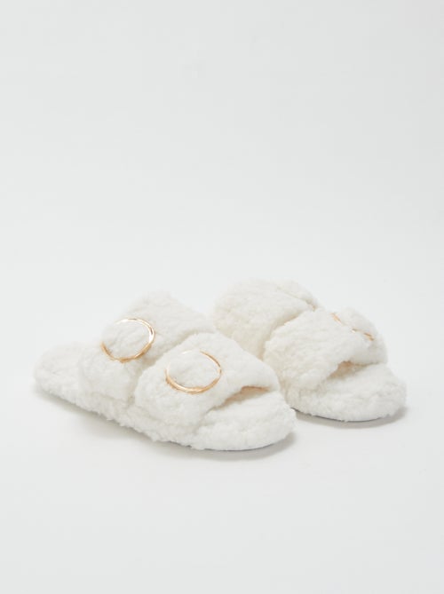 Chaussons double bride fourrés - Kiabi