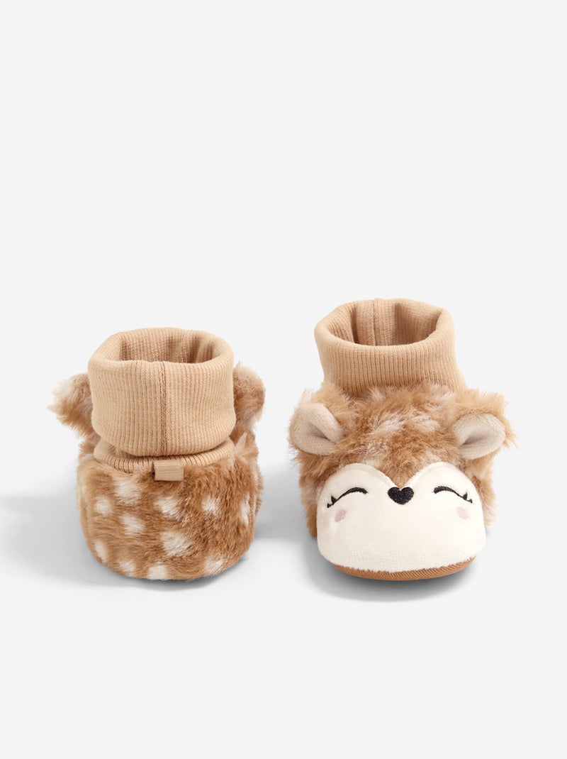 Chaussons doux 'renne' Beige - Kiabi