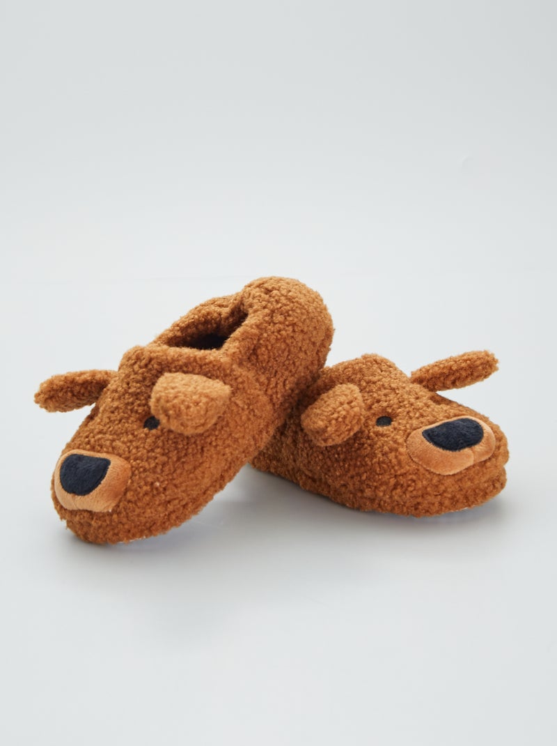 Chaussons effet moutonné style chien Marron - Kiabi